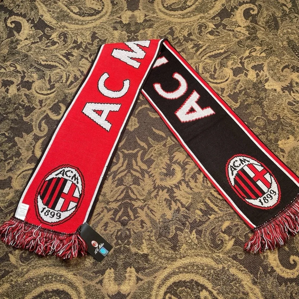 AC Milan Soccer Football Scarf Licensed New Red Black Double Sided New